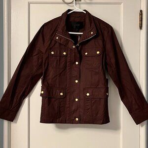 J.Crew The Downtown Field Jacket in burgundy waxed cotton size medium